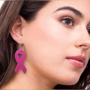 Pink Awareness Ribbon Earrings NIP